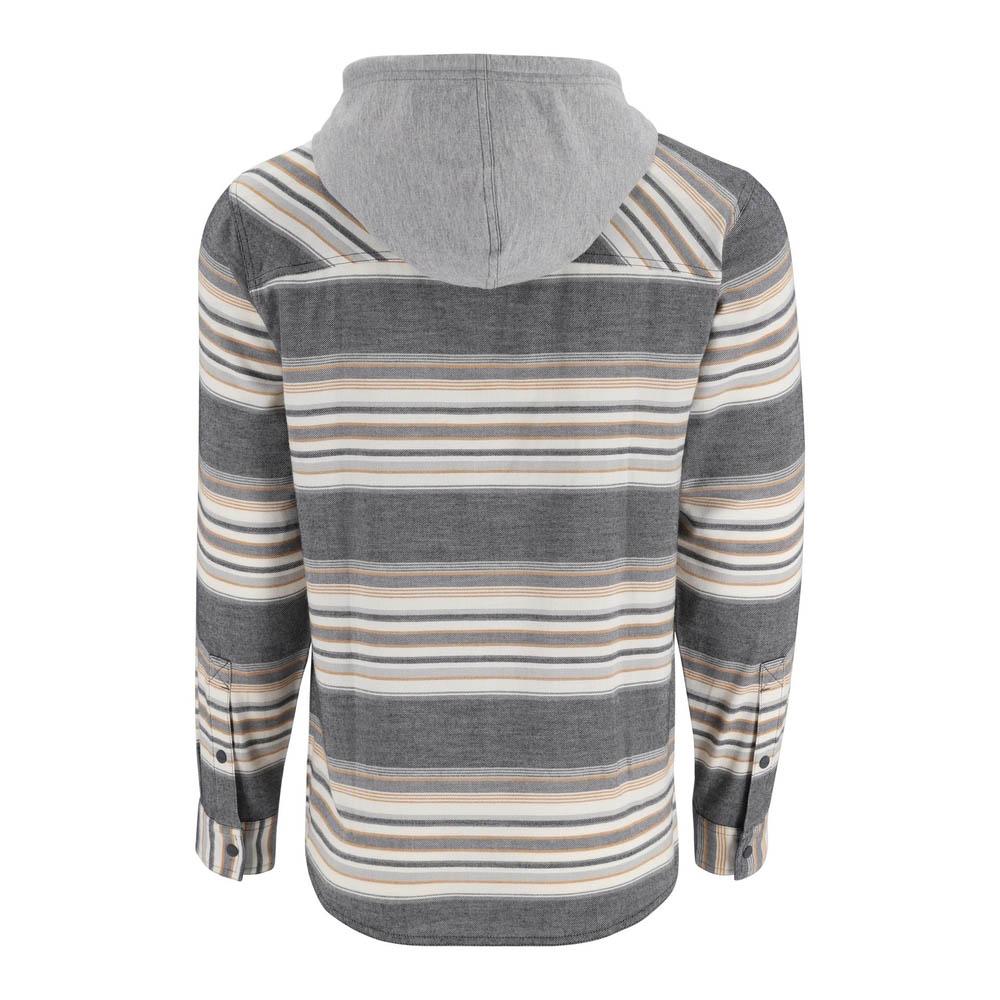 Simms Santee Flannel Hoody Men's in Black and Slate Blanket Stripe