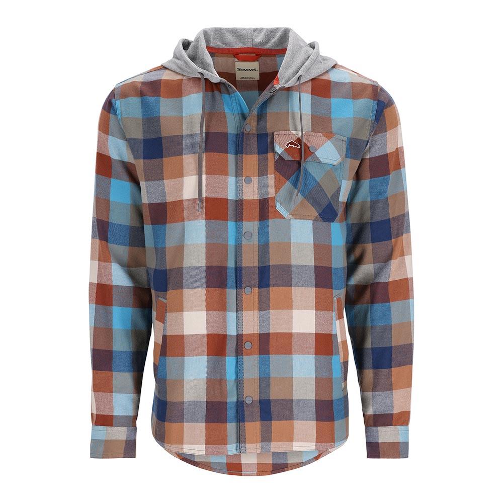 Simms Santee Flannel Hoody Men's in Midnight and Hickory Buffalo Check