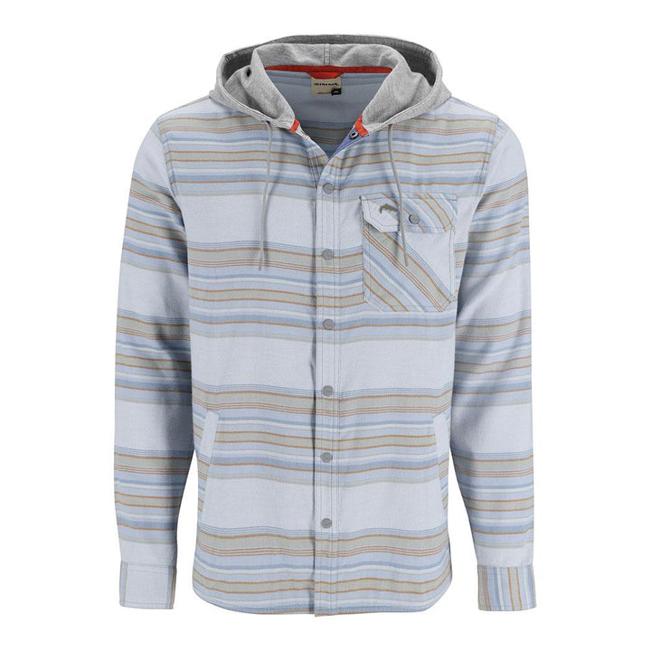 Simms Santee Flannel Hoody Men's in White and Pale Pine Blanket Stripe