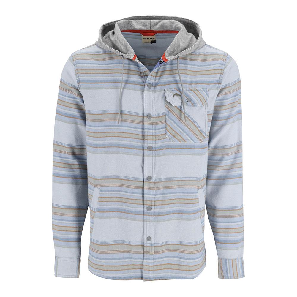 Simms Santee Flannel Hoody Men's in White and Pale Pine Blanket Stripe