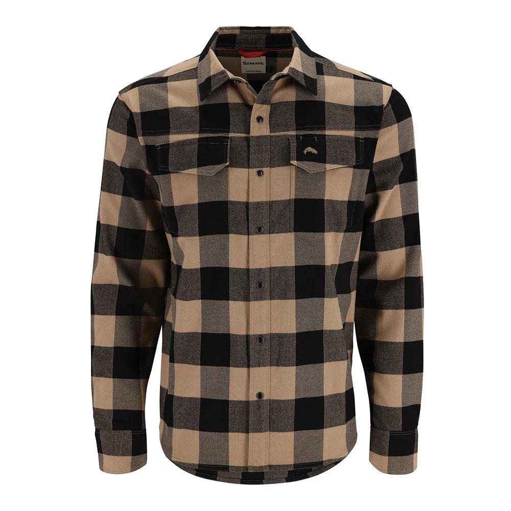Simms Gallatin Flannel Long Sleeve Shirt Men's in Cork Buffalo Check