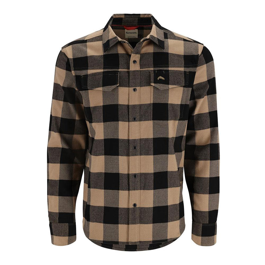 Simms Gallatin Flannel Long Sleeve Shirt Men's in Cork Buffalo Check