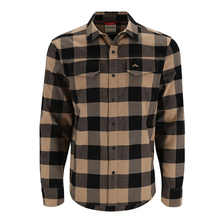 Simms Gallatin Flannel Long Sleeve Shirt Men's in Cork Buffalo Check