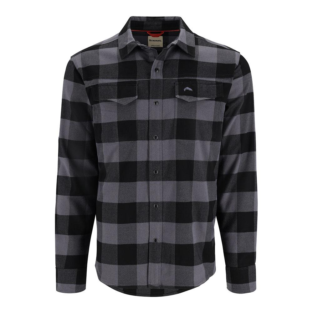 Simms Gallatin Flannel Long Sleeve Shirt Men's in Slate Buffalo Check