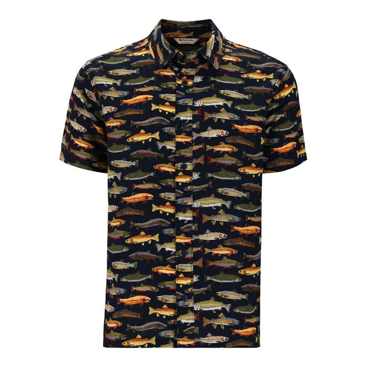 Simms Tailout Short Sleeve Natural Shirt Men's in Trout Parade