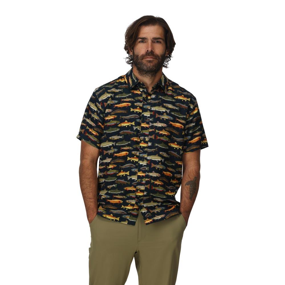 Simms Tailout Short Sleeve Natural Shirt Men's in Trout Parade