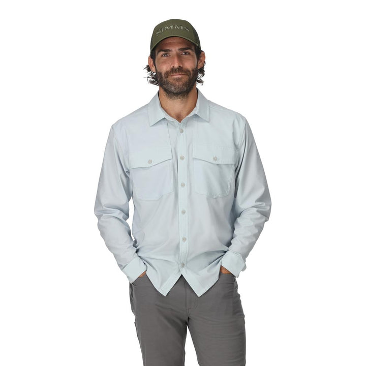 Simms NoSeeUm Bugstopper Long Sleeve Shirt Men's in Bimini Blue Heather