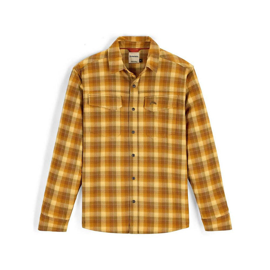 Simms Gallatin Flannel Long Sleeve Shirt Men's in Kennebec Plaid Sandbar