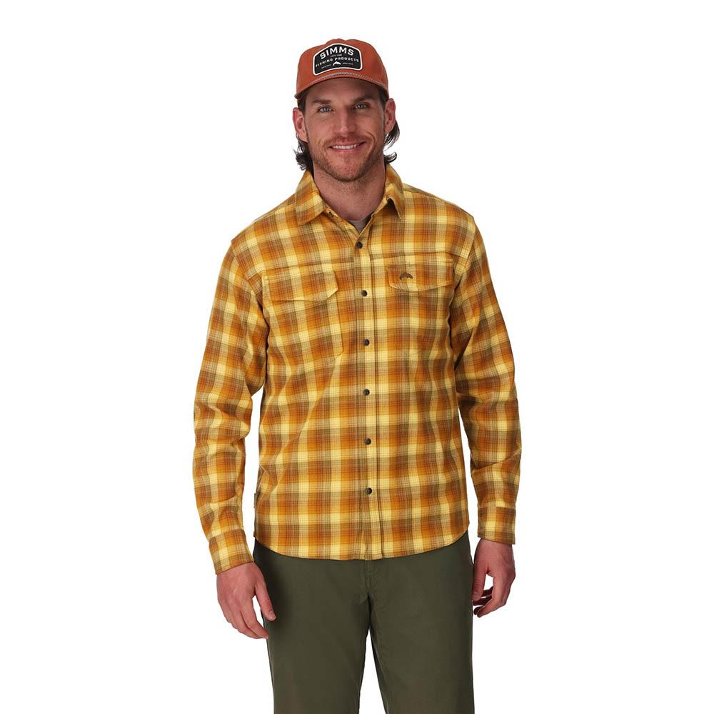 Simms Gallatin Flannel Long Sleeve Shirt Men's in Kennebec Plaid Sandbar