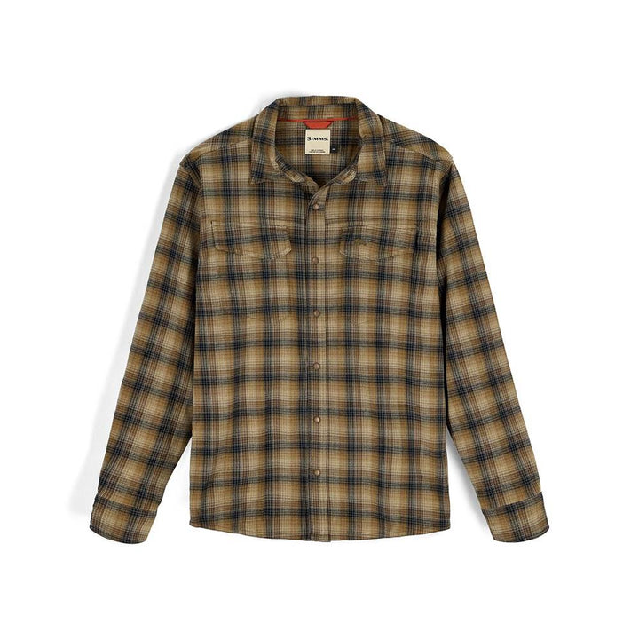 Simms Gallatin Flannel Long Sleeve Shirt Men's in Kennebec Plaid Stone