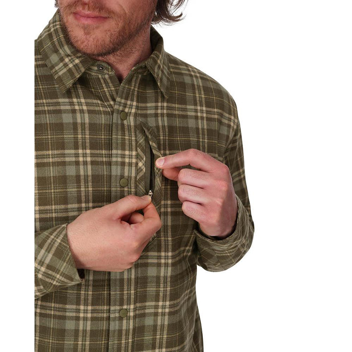 Simms Coldweather Shacket Men's in Schooner Plaid Loden