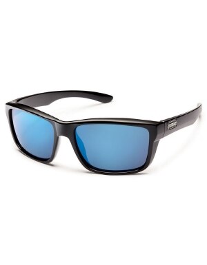 Suncloud Mayor Sunglasses Polarized in Black with Blue Mirror