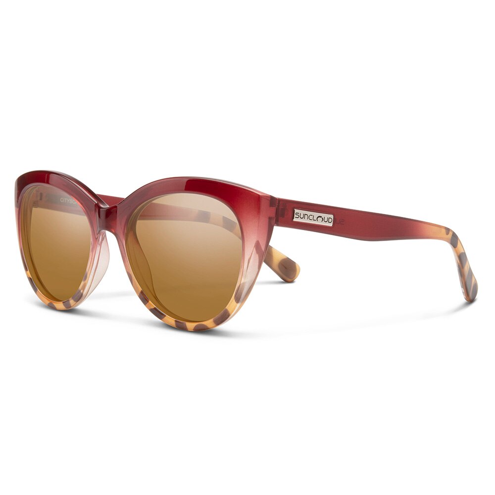 Suncloud Cityscape Sunglasses Polarized in Raspberry Tortoise Fade with Brown