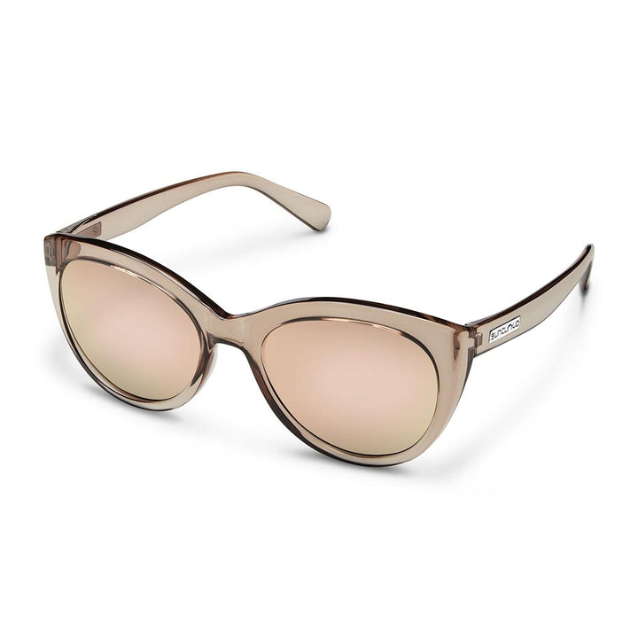 Suncloud Cityscape Sunglasses Polarized in Transparent Taupe with Pink Gold Mirror
