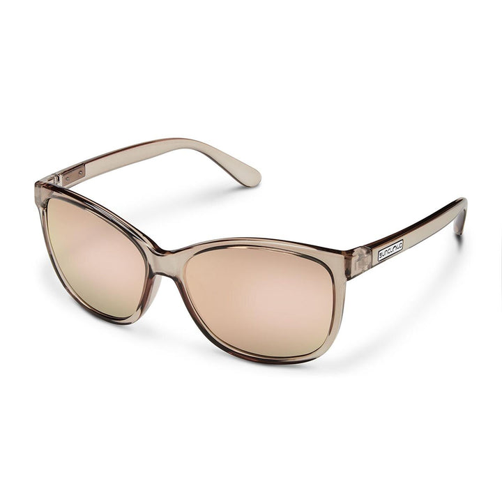 Suncloud Sashay Sunglasses Polarized in Transparent Taupe with Pink Gold Mirror