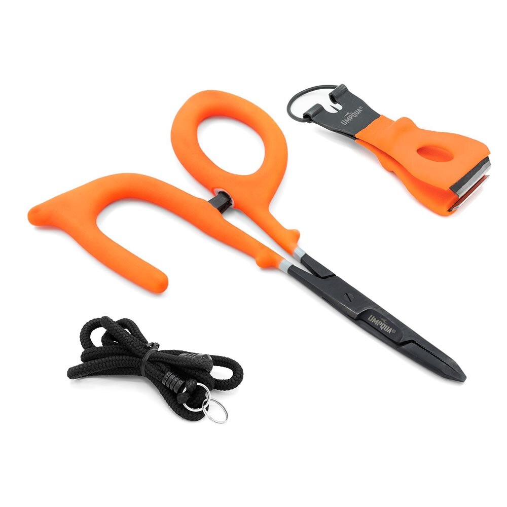 Umpqua Rivergrip 6" Open Clamp/ Big Nip/ Lanyard Combo in Hot Orange