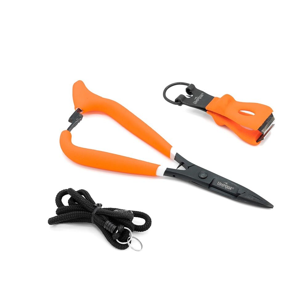 Umpqua Rivergrip 5.5" Mitten Clamp / Big Nip / Lanyard Combo in Hot Orange