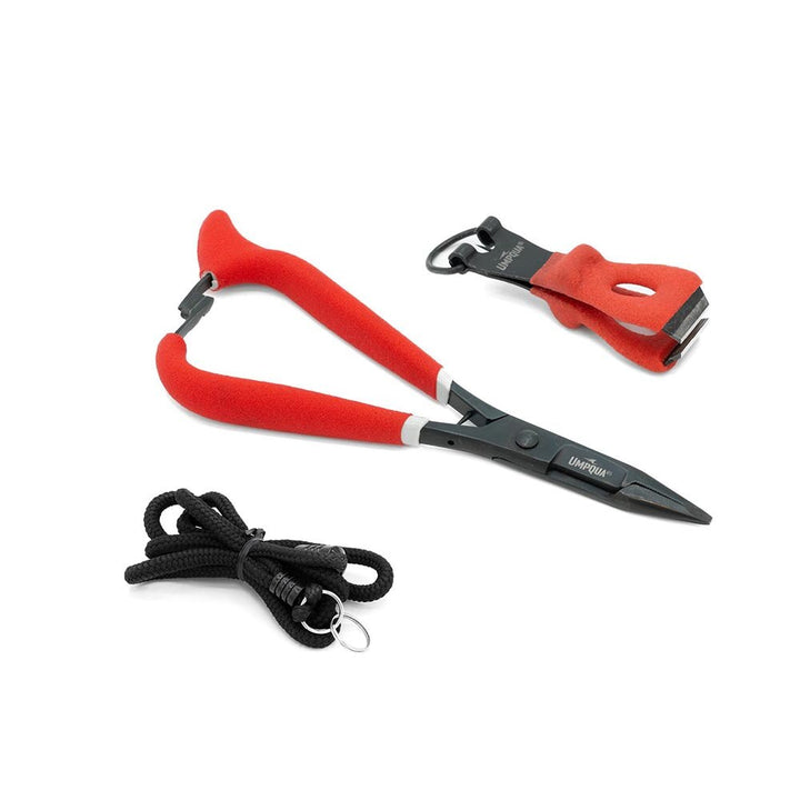 Umpqua Rivergrip 5.5" Mitten Clamp / Big Nip / Lanyard Combo in Red
