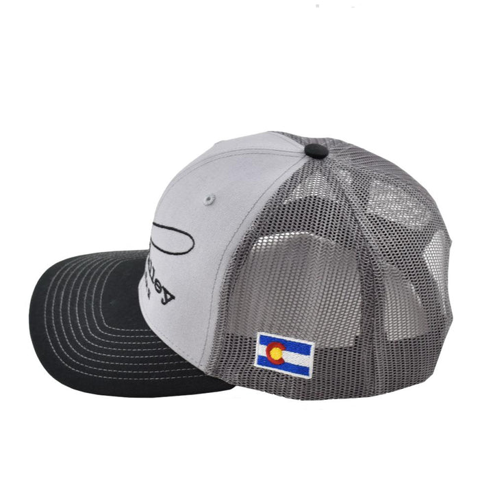 VVA Logo Embroidered Trucker Hat in Grey and Charcoal and Black