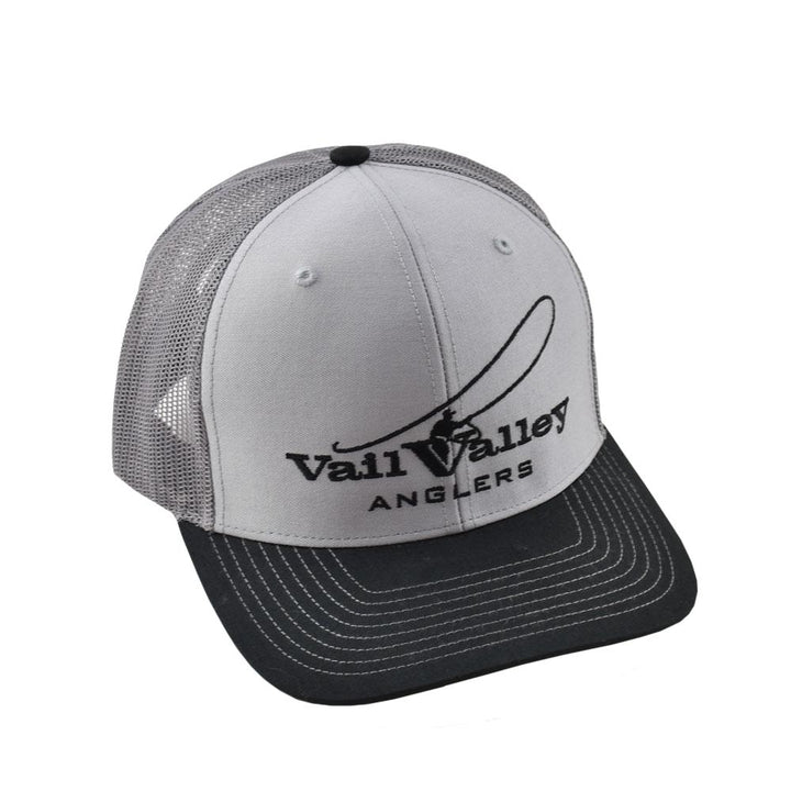 VVA Logo Embroidered Trucker Hat in Grey and Charcoal and Black