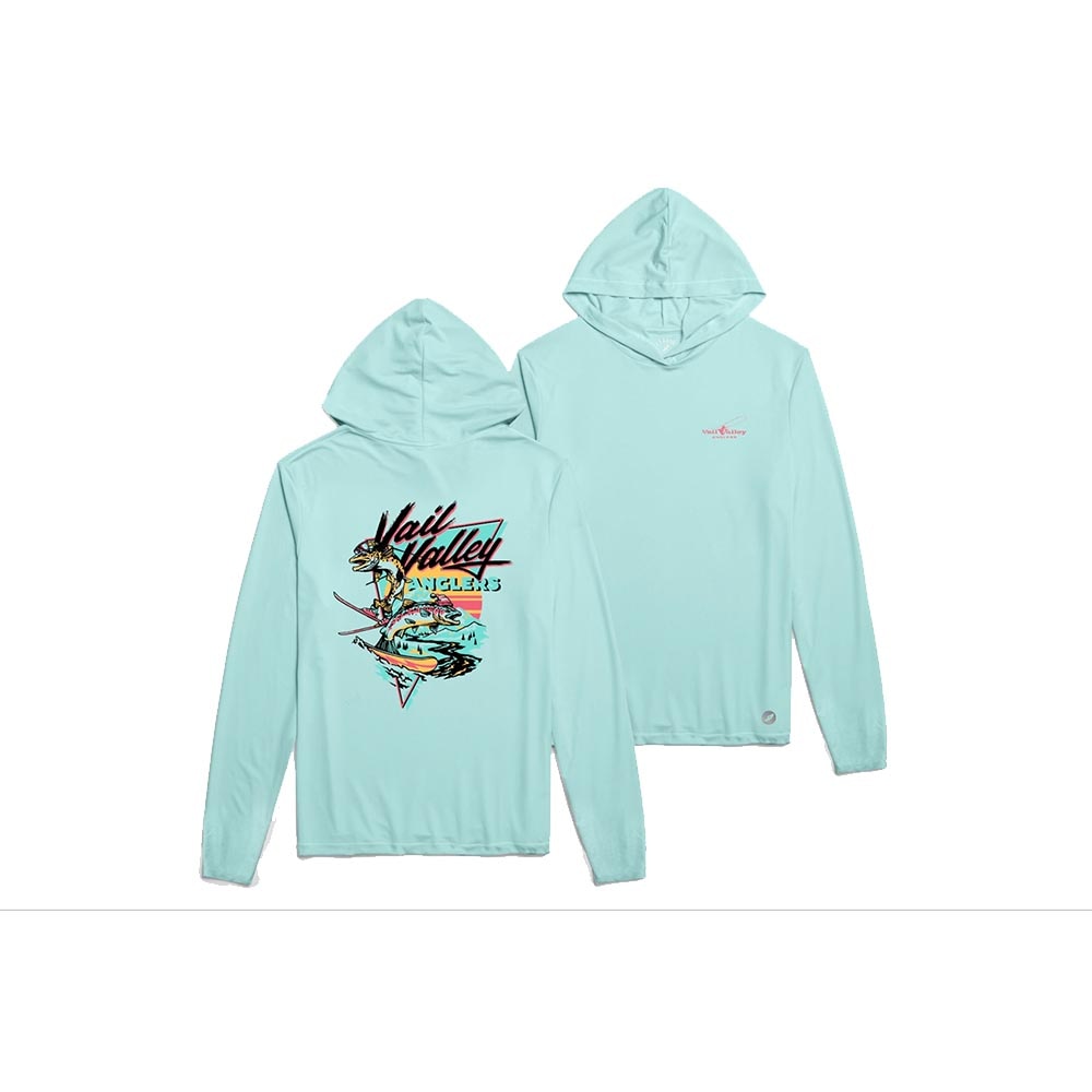 VVA x Lakes Rivers Streams Trout Boarder Sun Hoodie Men's in Surf Blue